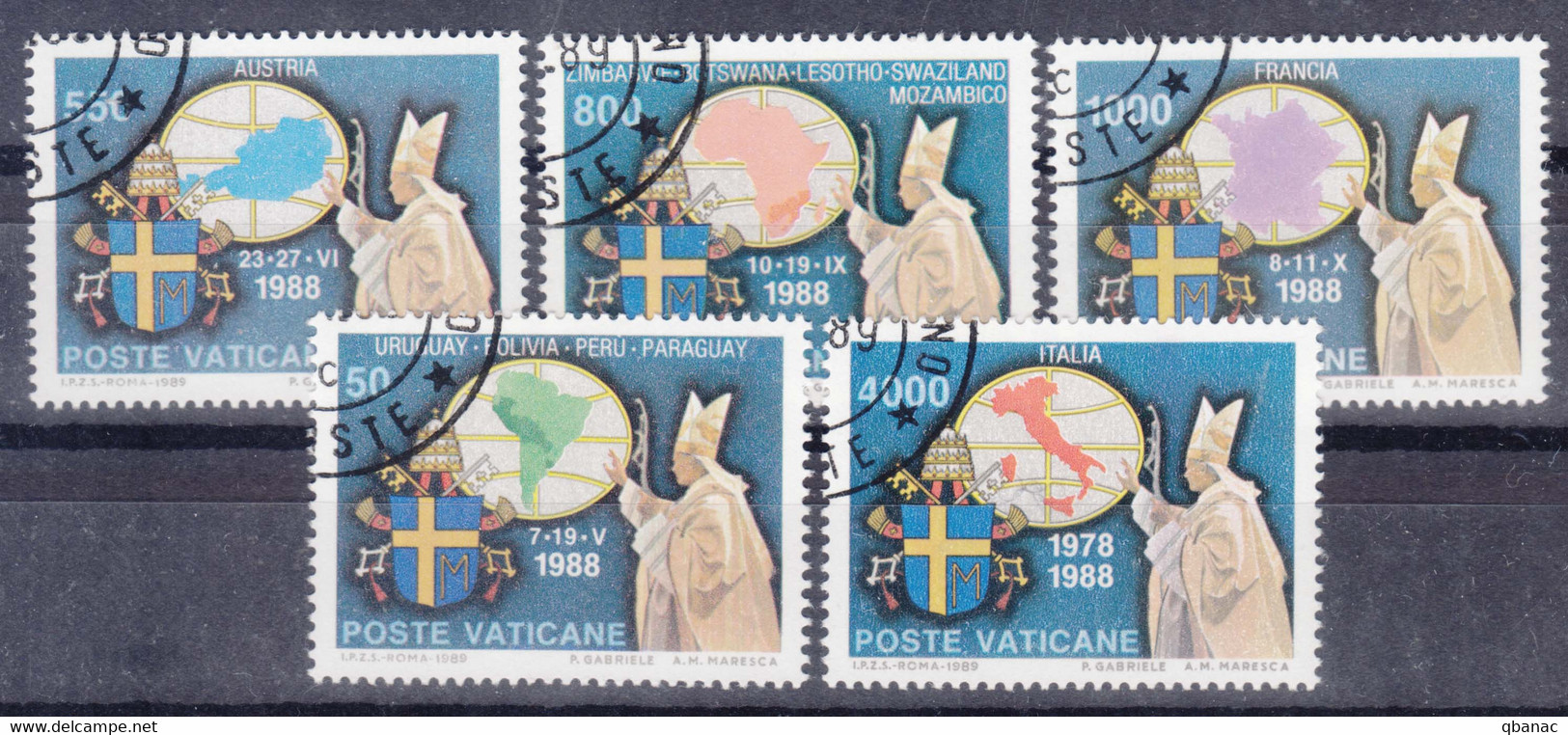 Vatican 1989 Mi#988-992 Used - Usados