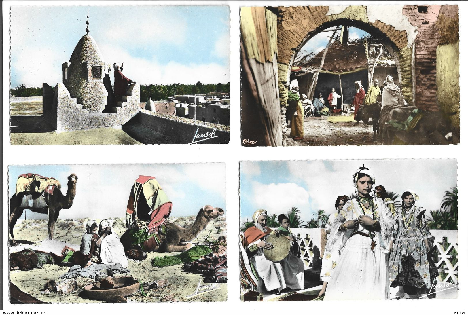 22-4 - 821 Collection Scenes Et Types Lot De 4 Cartes L'heure De La Priere Danse Campement De Nomades Quartier Arabe - Ohne Zuordnung