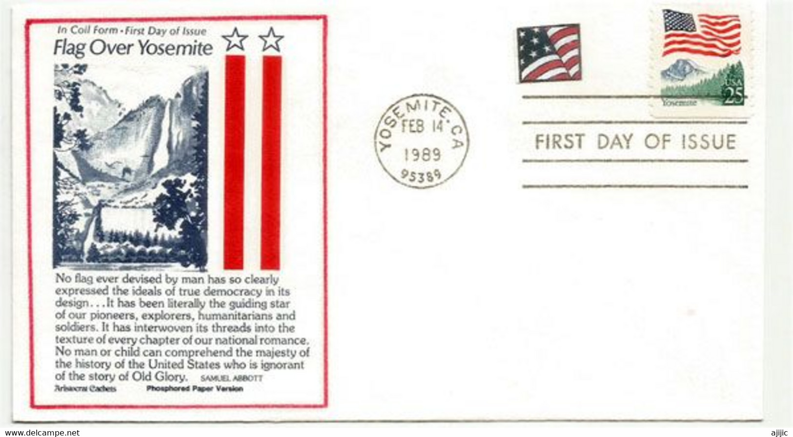 YOSEMITE FLAG STAMP. FDC From YOSEMITE, CALIF. - 1981-1990