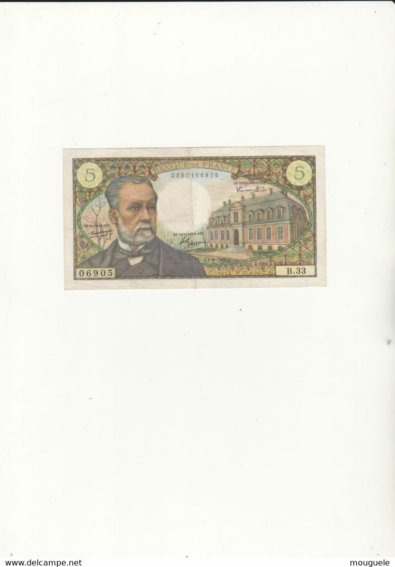 5 Fr. Pasteur Plis Central Date Du 1-9-1966 - 5 F 1966-1970 ''Pasteur''