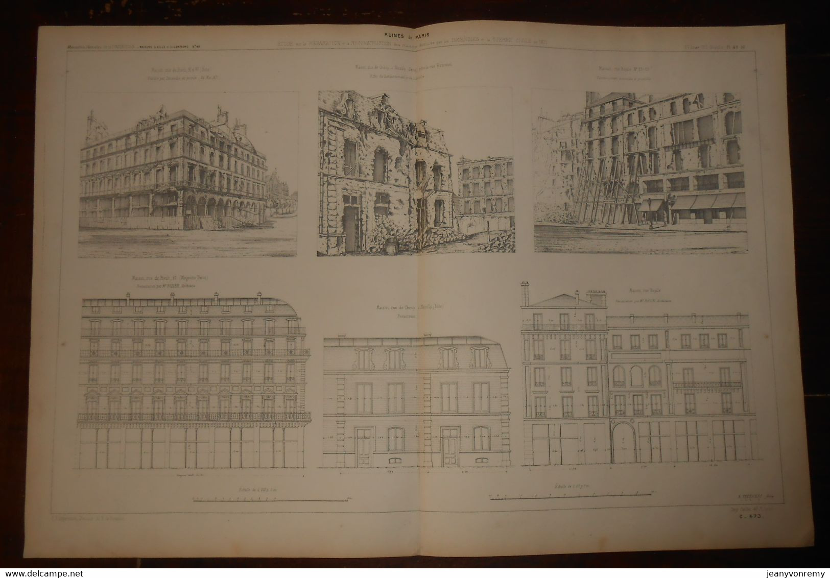 Plan De Ruines De Paris. Etat De Bombardement. 1871. - Travaux Publics