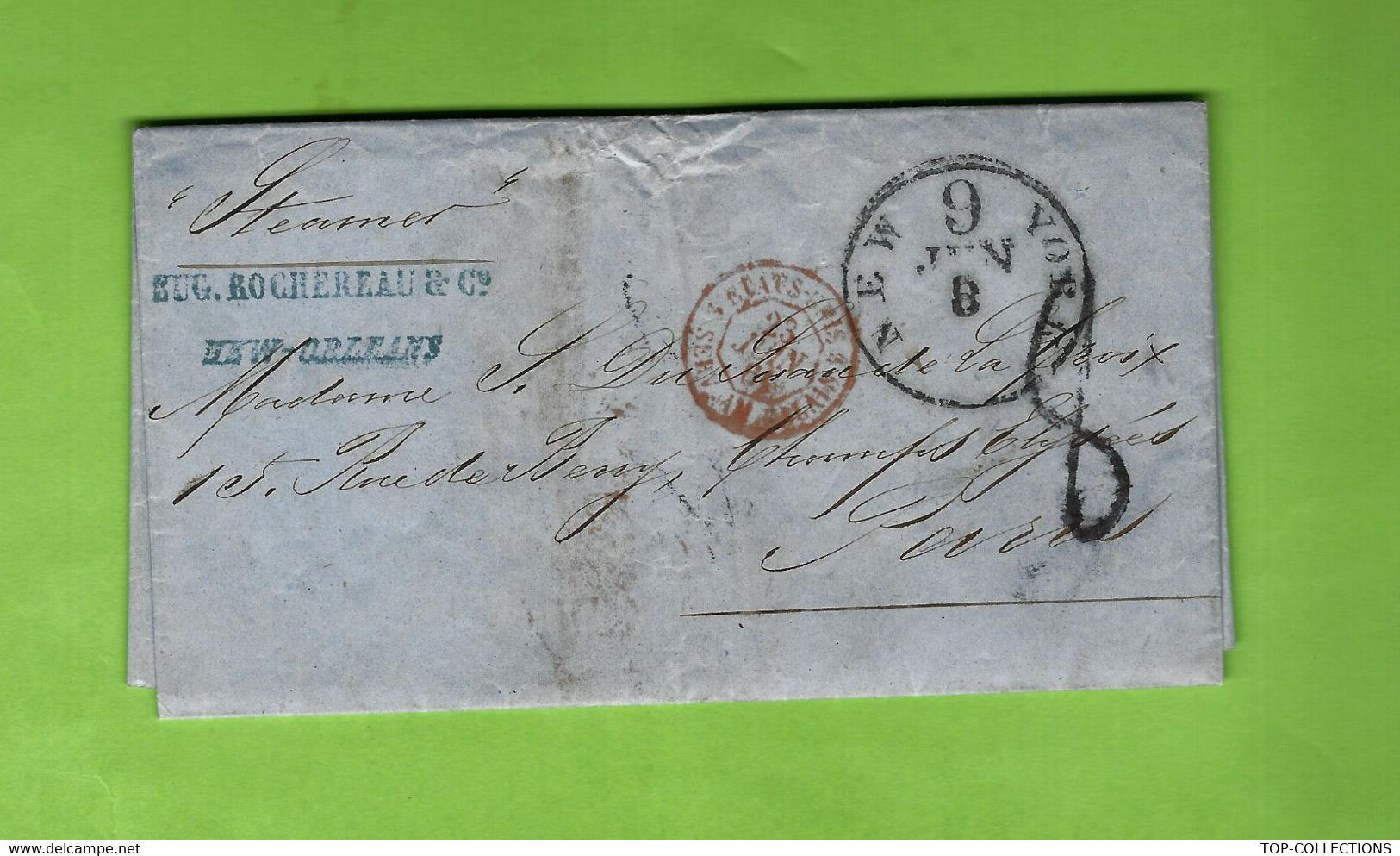 1861 ETATS UNIS Rochereau Banque New Orléans  Amérique => France PARIS Mme Stéphanie Du Suau De La Croix V. Historique - Other & Unclassified