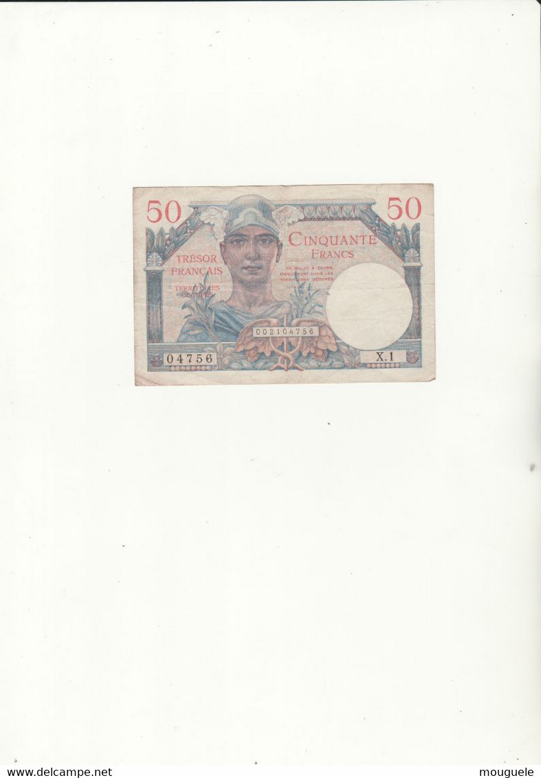 50 Fr. Du Trésor  Français Plis Central Prononcé - 1947 French Treasury
