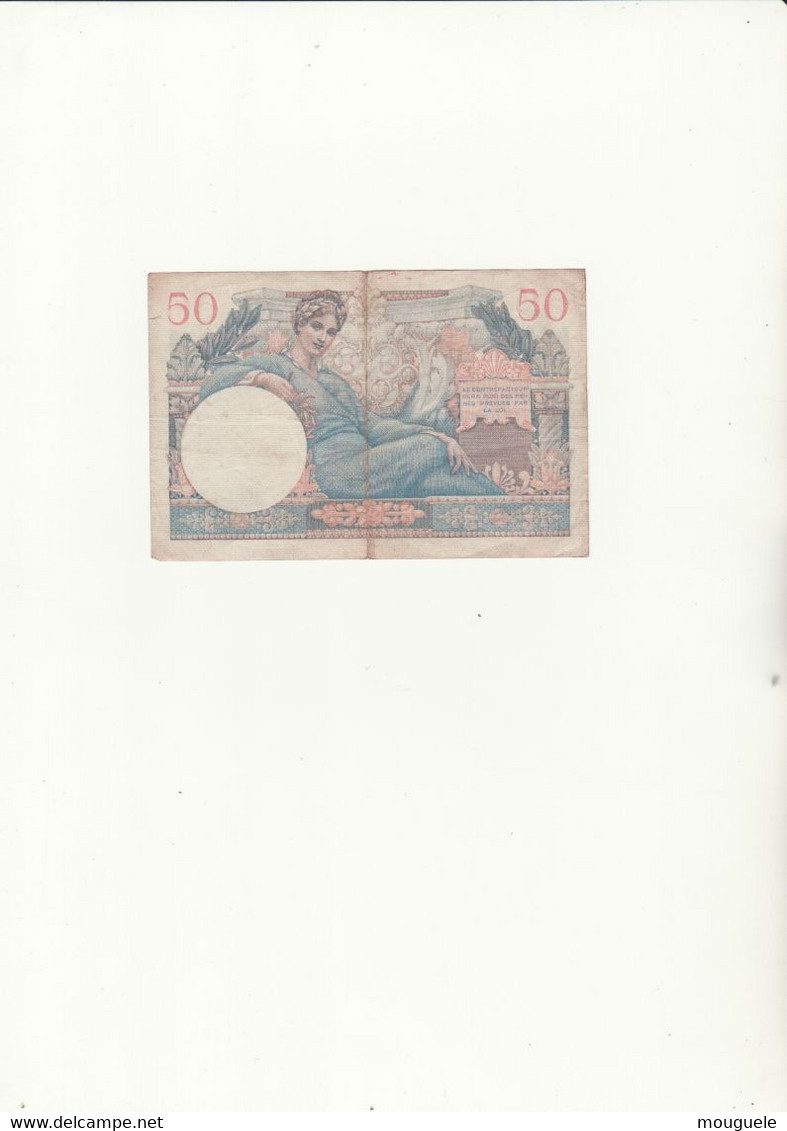 50 Fr. Du Trésor  Français Plis Central Prononcé - 1947 French Treasury