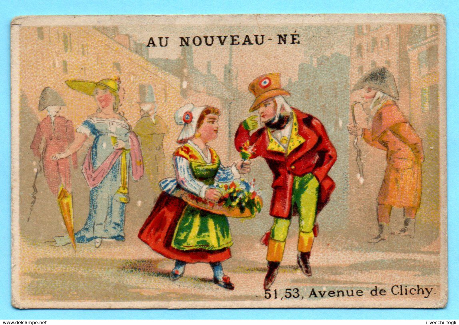 RARE Chromo Au Nouveau Né. Calendrier 1877 Premier Semestre. La Marchande De Fleurs. Imp. Hermet - Tamaño Pequeño : ...-1900