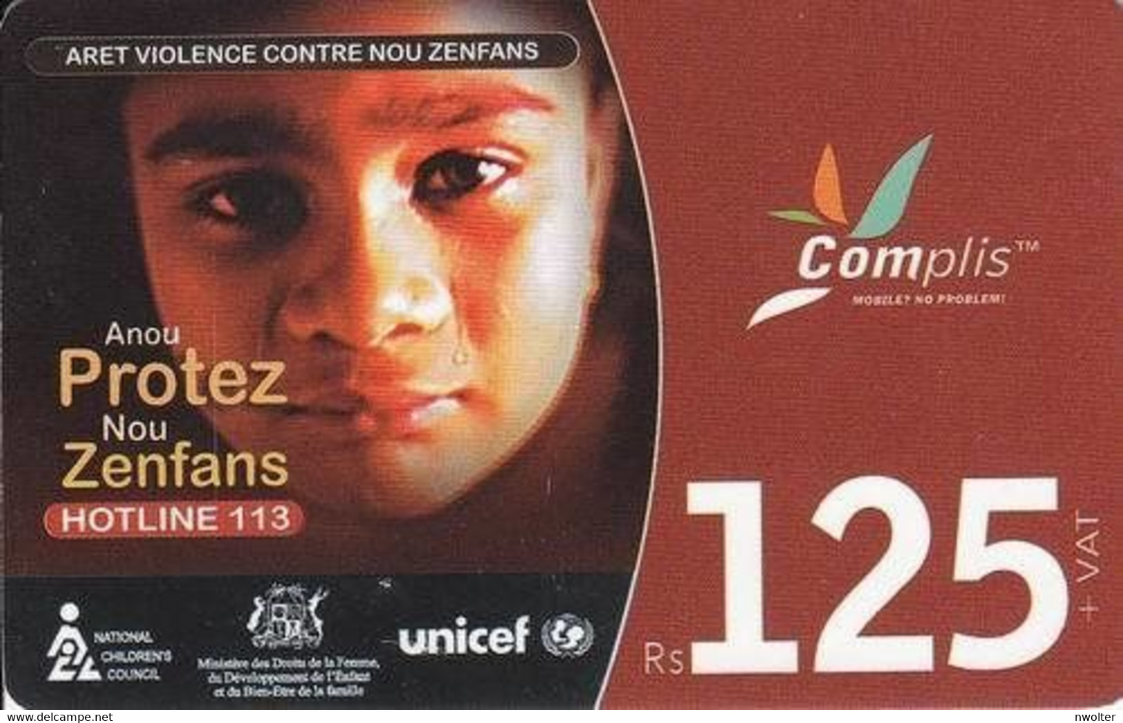 @+ Ile Maurice - Recharge GSM - Complis 125 - Enfant - Ref: MU-CEL-REF-0011 - Maurice