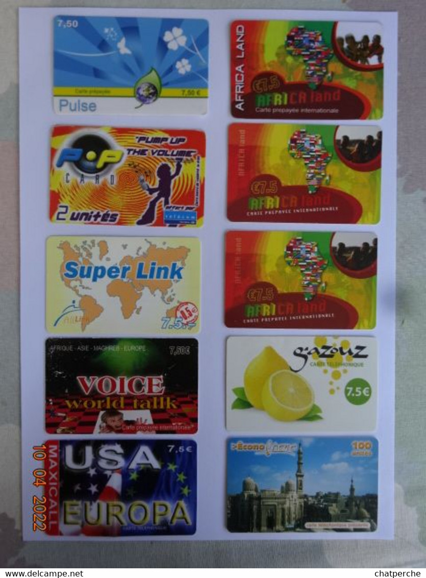 LOT 10 CARTES PREPAYEES 10 PREPAID - Other & Unclassified