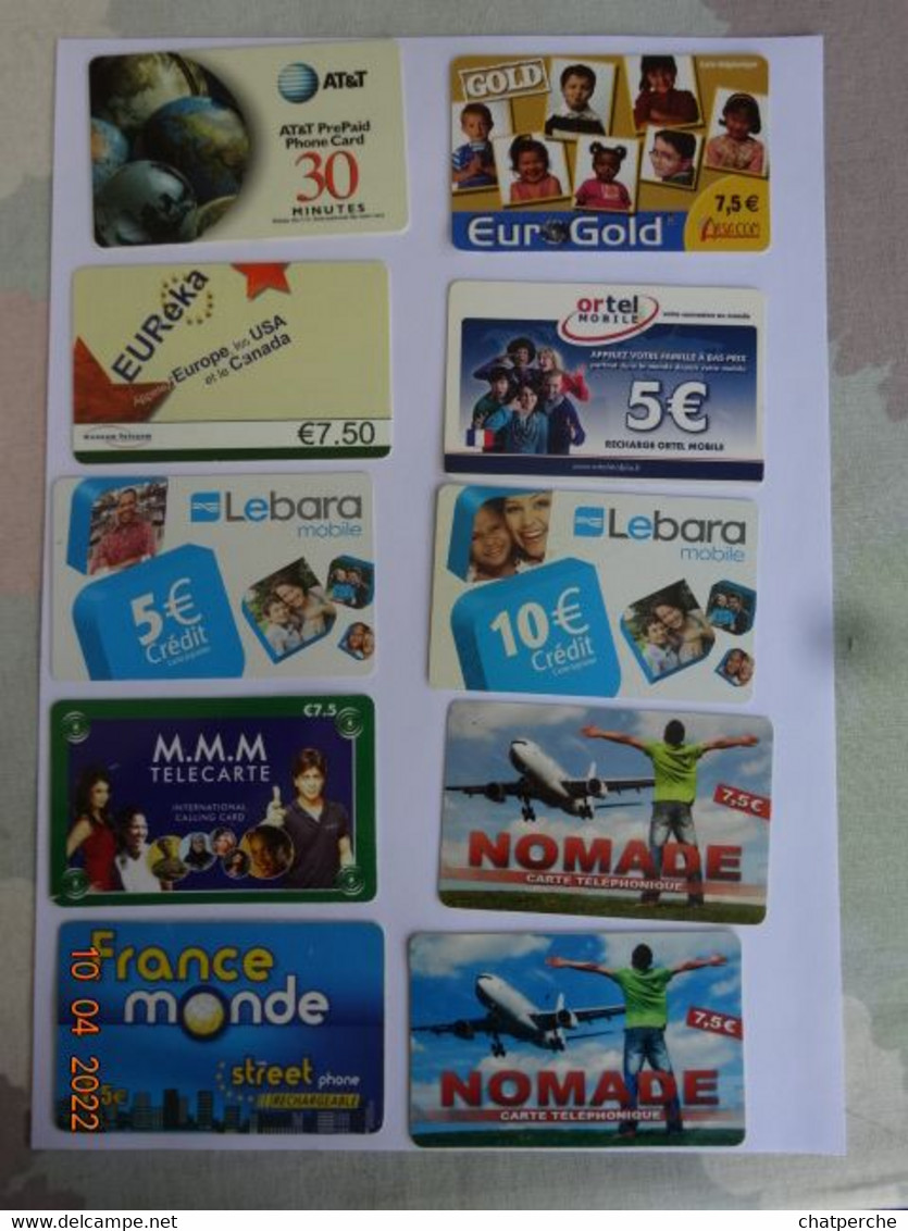 LOT 10 CARTES PREPAYEES 10 PREPAID - Other & Unclassified