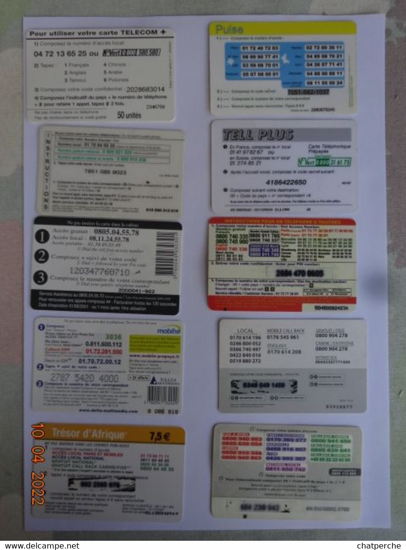 LOT 10 CARTES PREPAYEES 10 PREPAID - Other & Unclassified