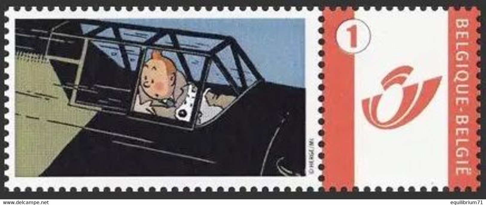 DUOSTAMP/MYSTAMP**  Tintin, Avion/Kuifje, Vliegtuig/Tim, Flugzeug/Tintin, Airplane - (Hergé) - Sous Blister/Verpakt - Philabédés (comics)