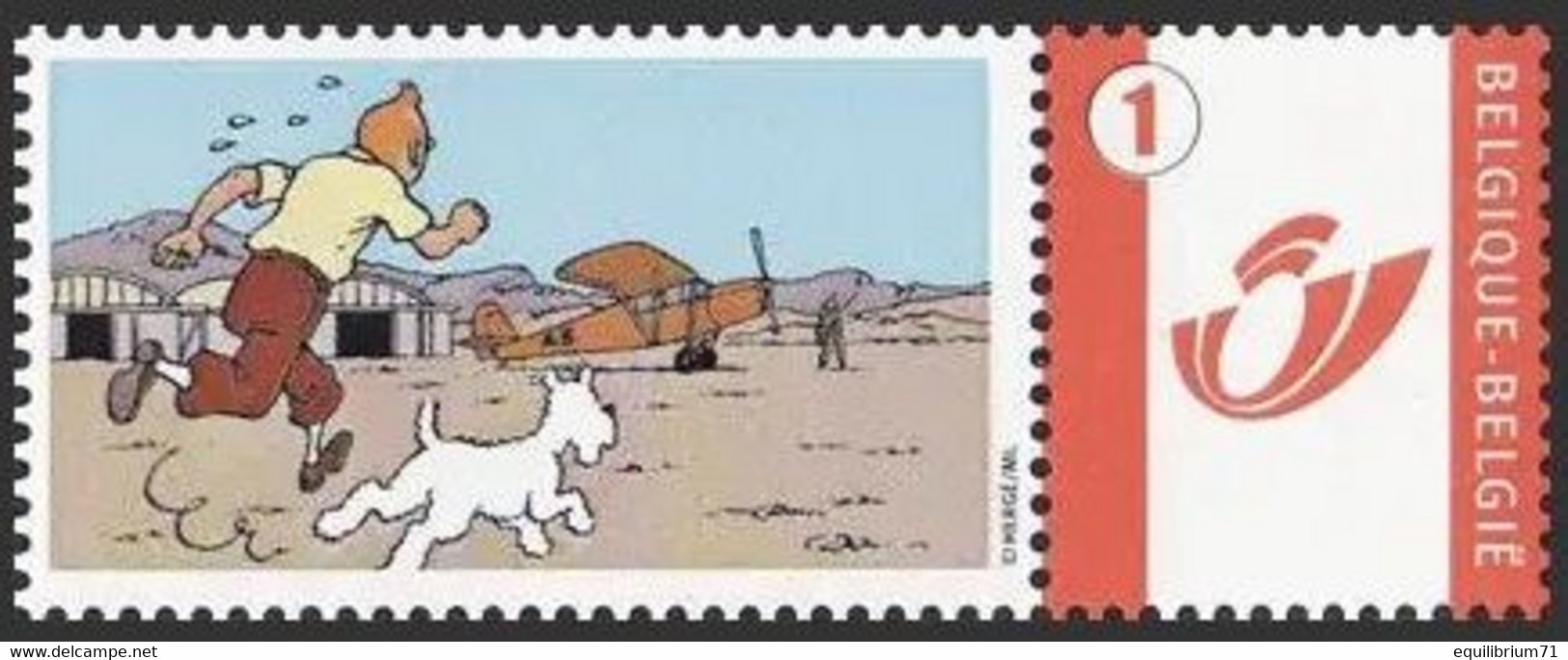 DUOSTAMP/MYSTAMP**  Tintin, Avion/Kuifje, Vliegtuig/Tim, Flugzeug/Tintin, Airplane - (Hergé) - Sous Blister/Verpakt - Philabédés