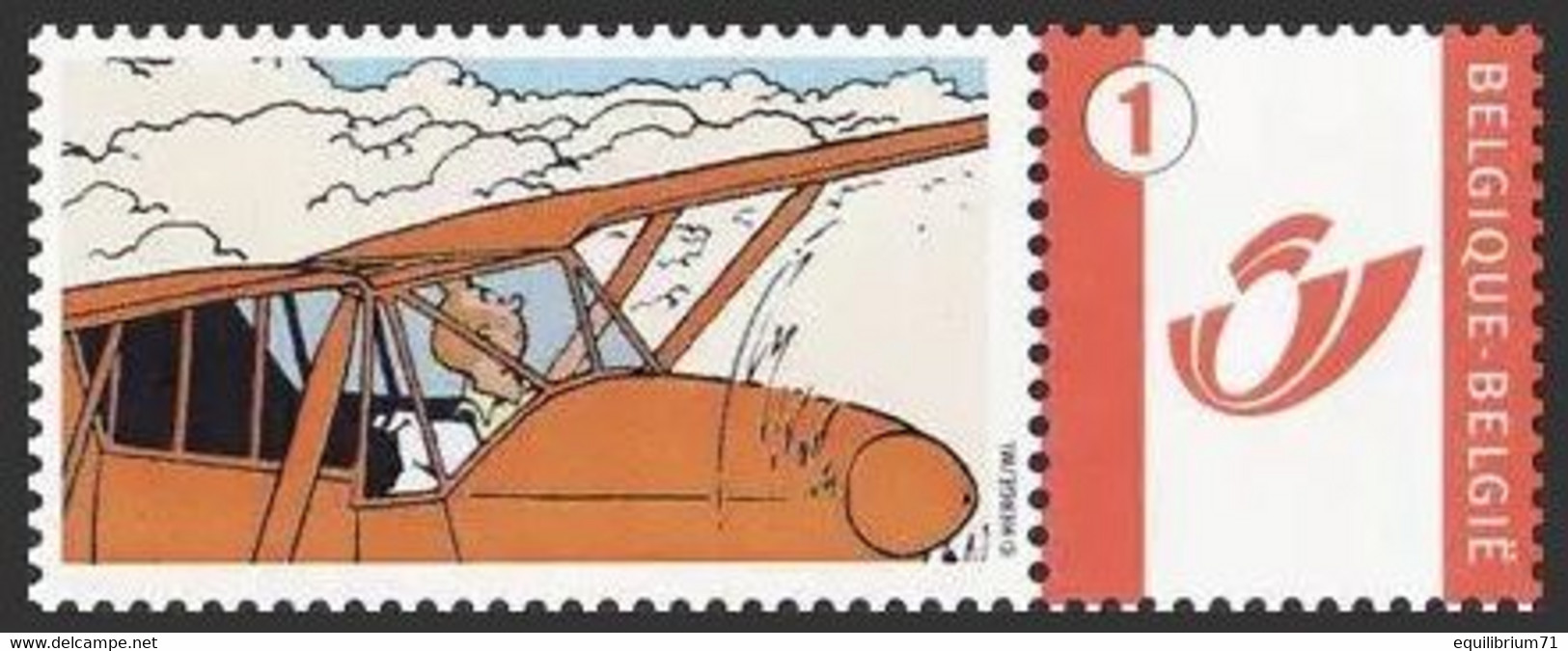 DUOSTAMP/MYSTAMP**  Tintin, Avion/Kuifje, Vliegtuig/Tim, Flugzeug/Tintin, Airplane - (Hergé) - Sous Blister/Verpakt - Philabédés (comics)