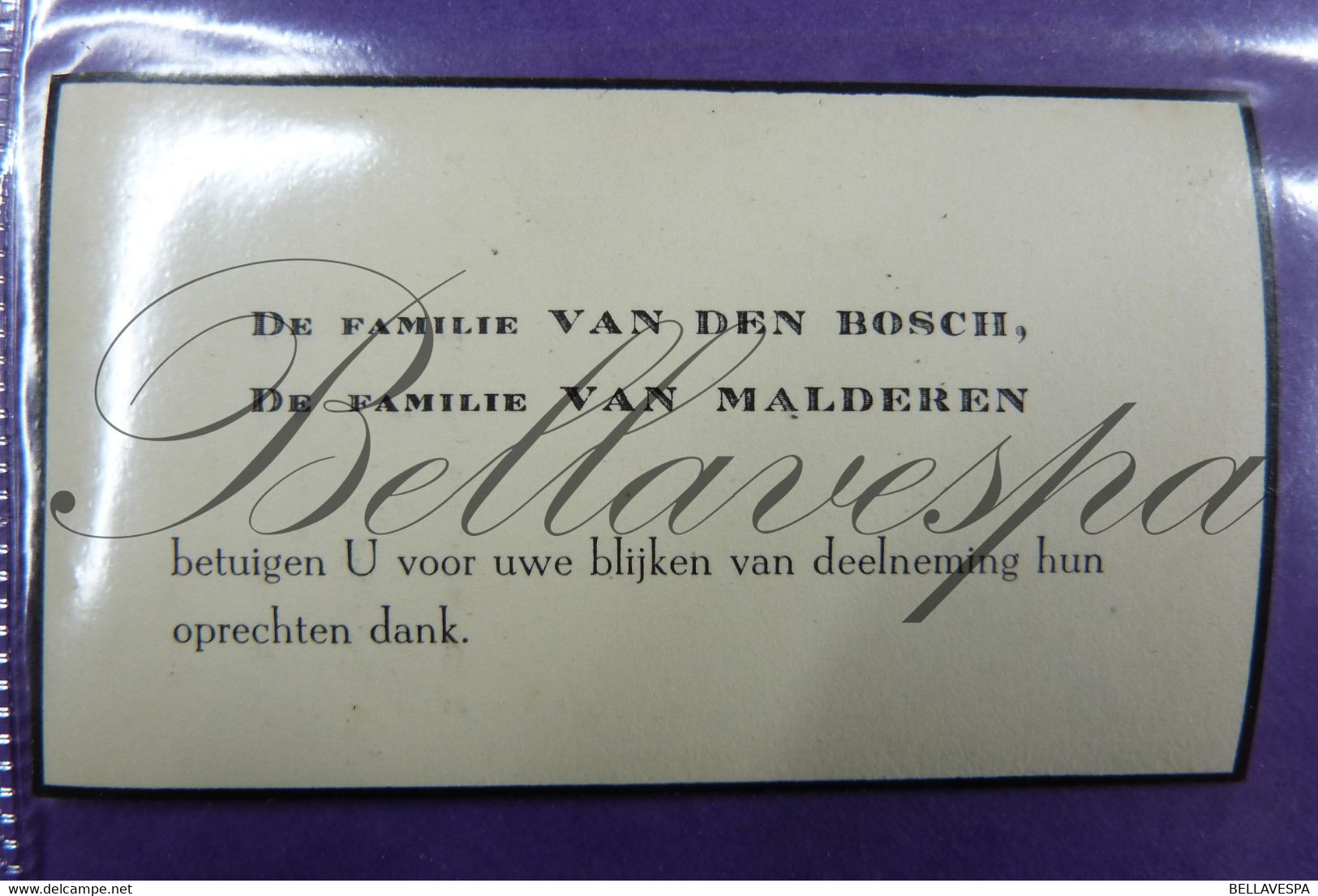 Bidprentje Jan Baptist VAN DEN BOSCH Wed. J.Wernaerts Echt. L.Van Malderen. 1878-1944 - Andachtsbilder
