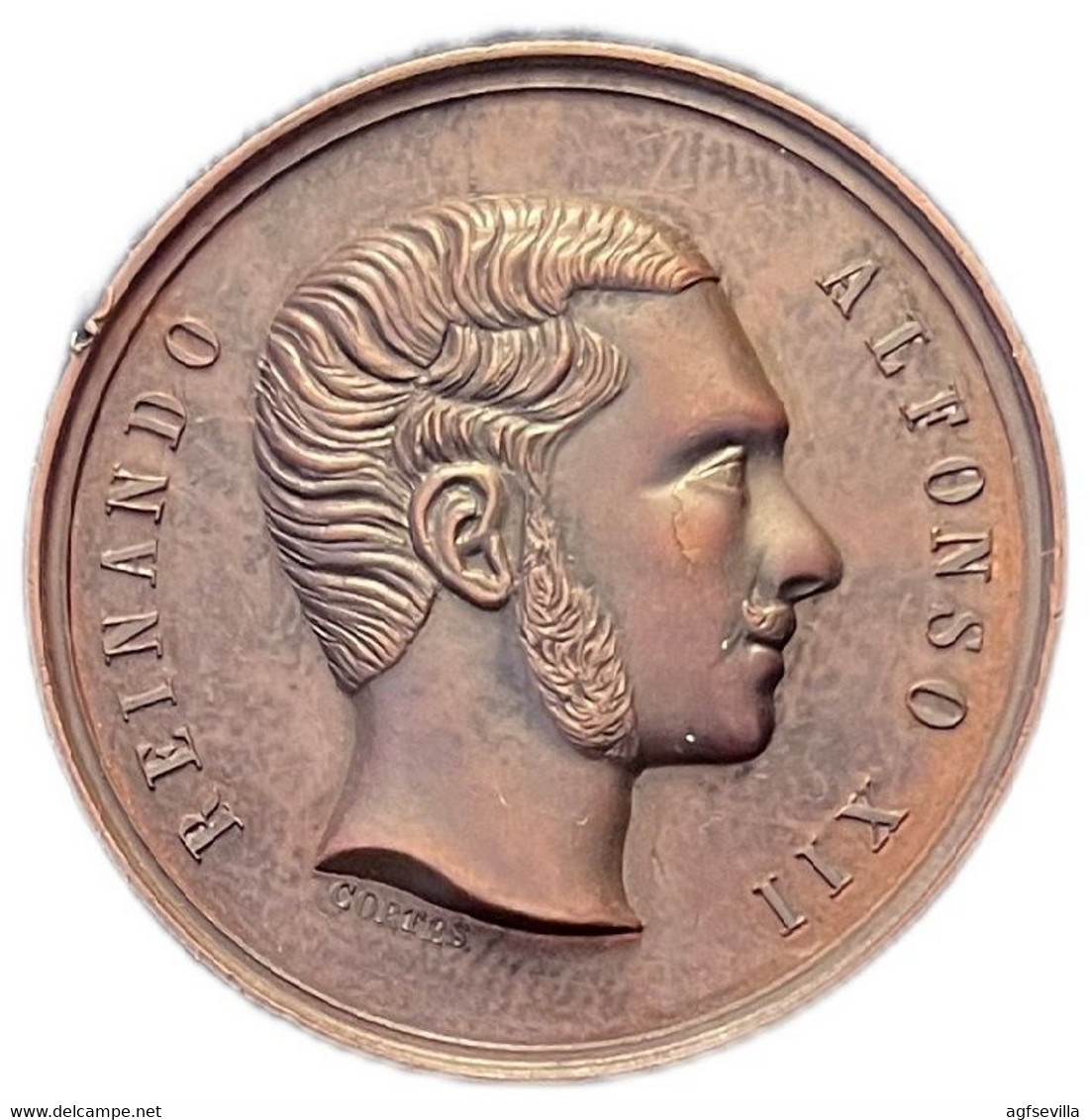 ESPAÑA. ALFONSO XII. EXPOSICIÓN NACIONAL VINÍCOLA 1.877. PERFECCIÓN. BRONCE - Monarquía/ Nobleza