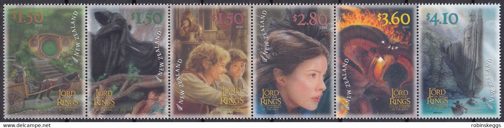 NEW ZEALAND 2021 Lord Of The Rings: Fellowship 20th Anniv., Set Of 6 In Strip MNH - Vignettes De Fantaisie