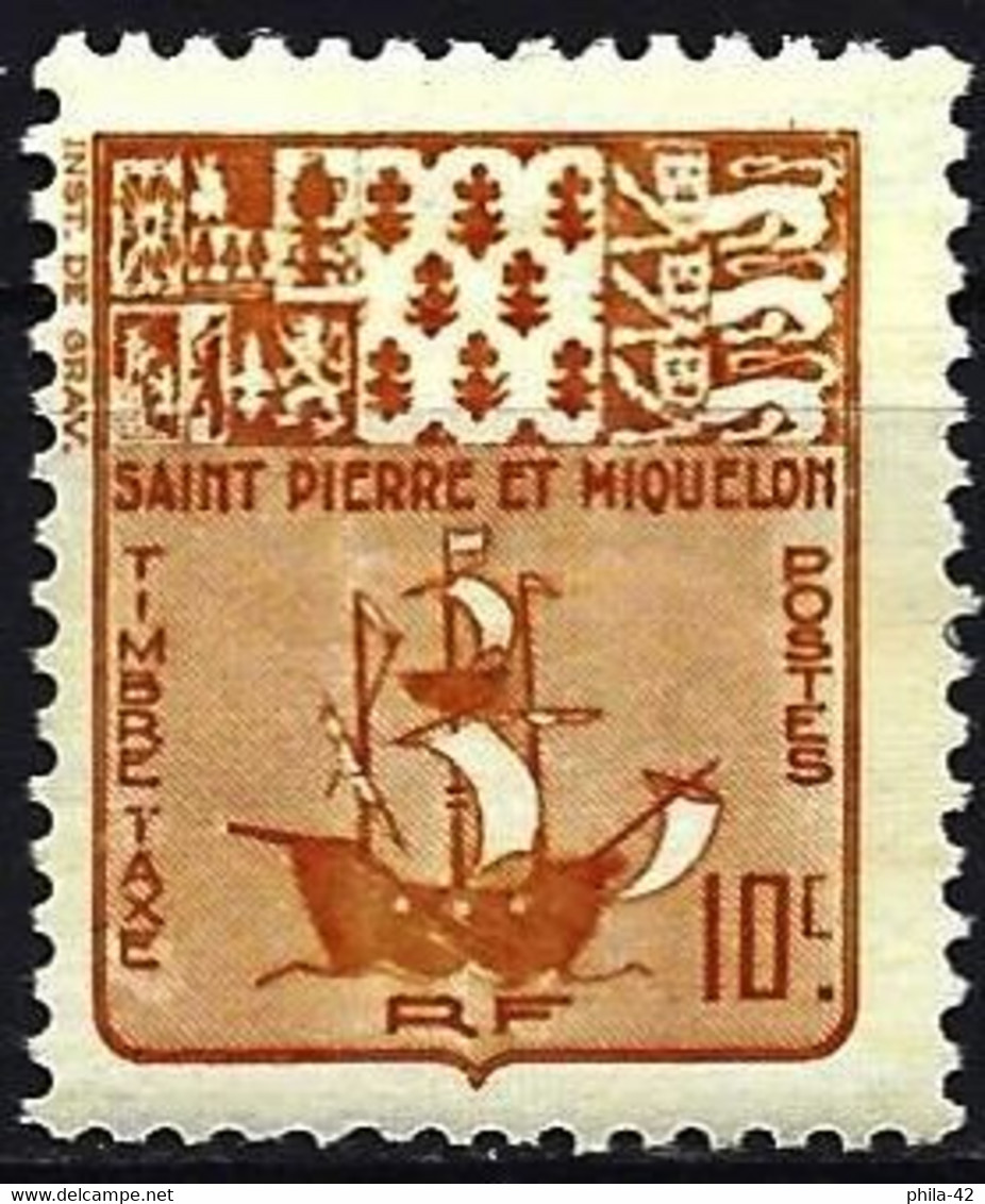 St. Pierre & Miquelon 1947 - Mi P67 - YT T67 ( Postage Due - Coat Of Arms ) MNH** - Timbres-taxe