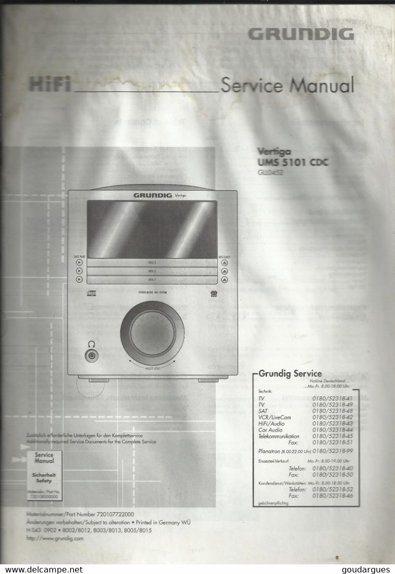 Grundig - Service Manual - Vertiga  UMS 5101 CDC GLL0452 - Literatur & Schaltpläne