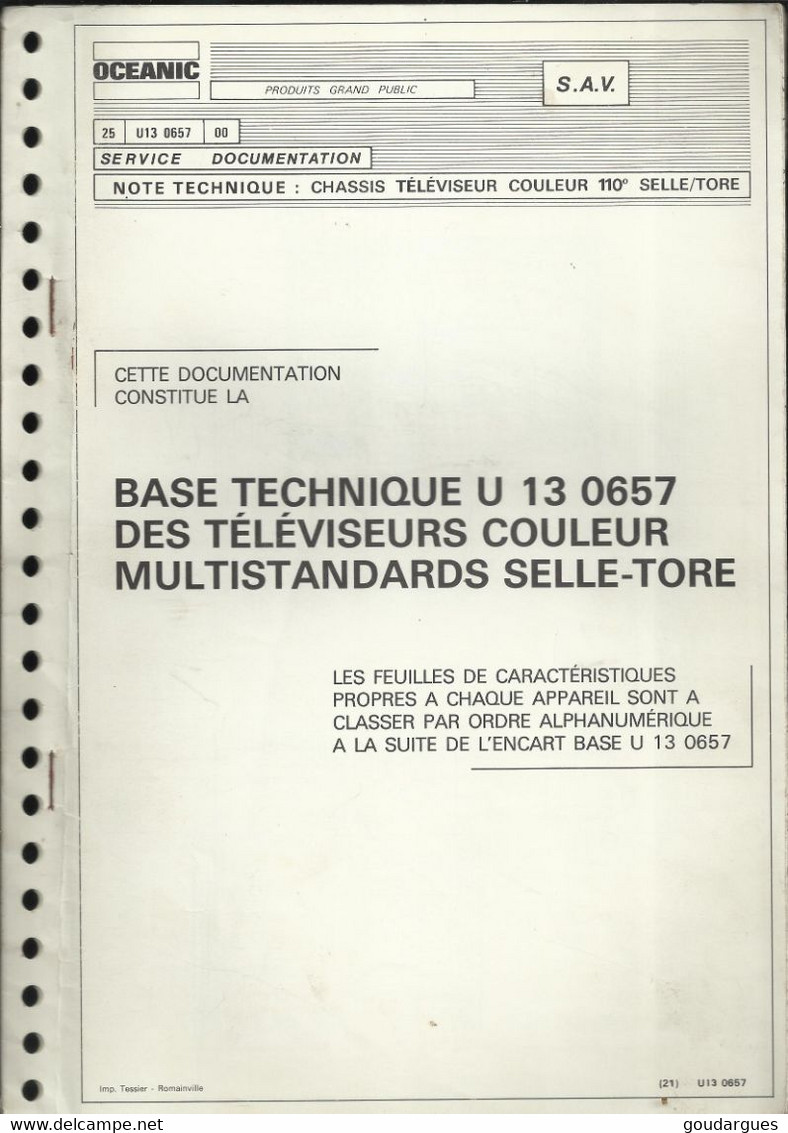 Oceanic - 25 - U13 0657 - 00 - Note Technique : Châssis Téléviseur Couleur 110° Selle/Tore - Television