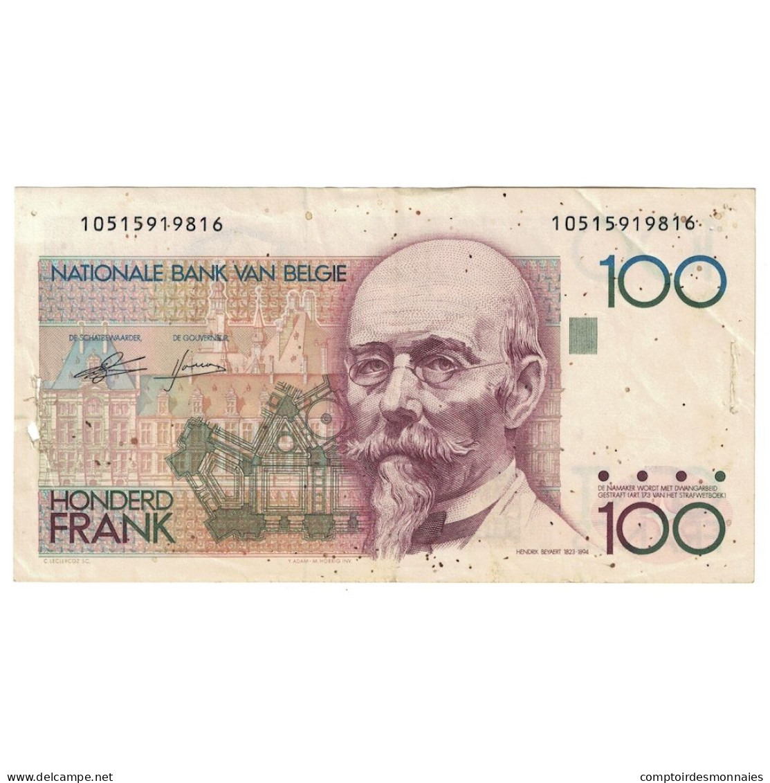 Billet, Belgique, 100 Francs, Undated (1982-94), KM:142a, B+ - 100 Francs