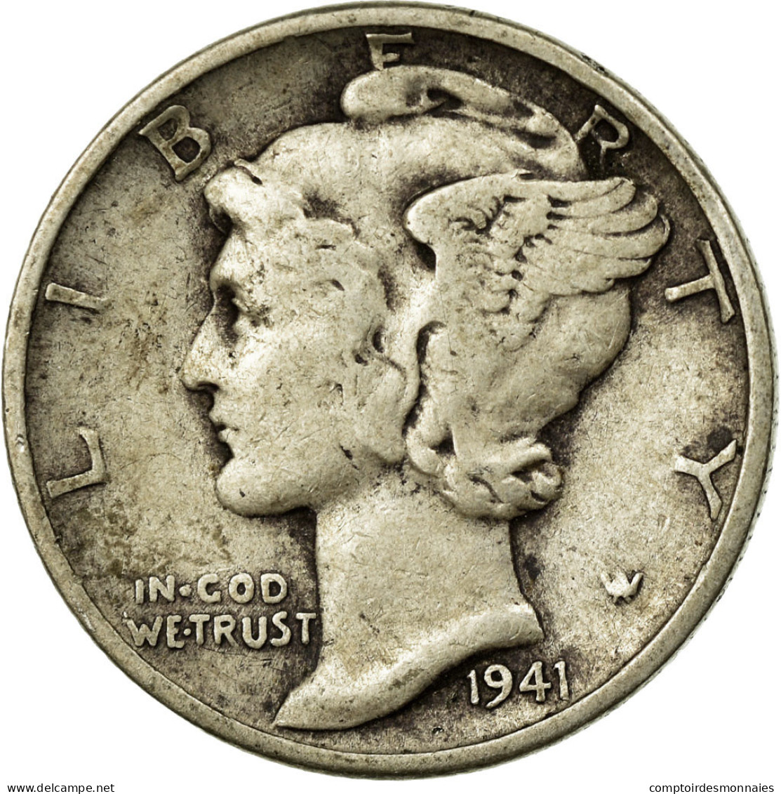 Monnaie, États-Unis, Mercury Dime, Dime, 1941, U.S. Mint, Philadelphie, TB - 1916-1945: Mercury (Mercure)