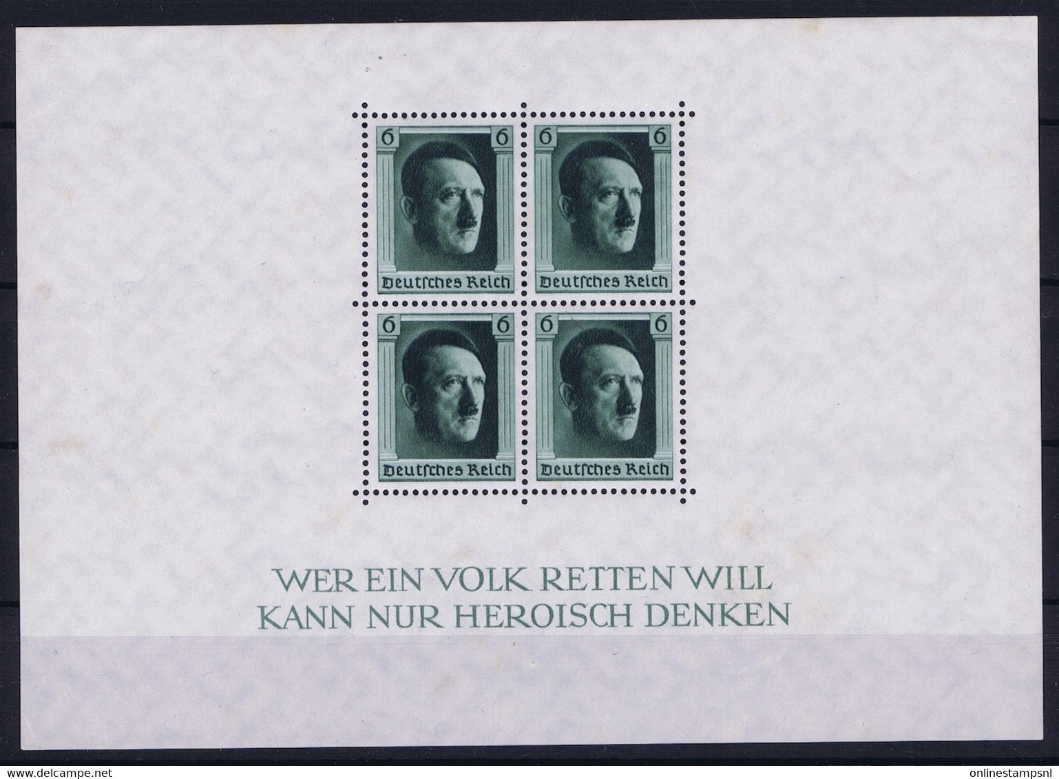 Reich: Mi Block Nr 8 MNH/**/ Postfrisch Some Spots On Back - Blocks & Kleinbögen