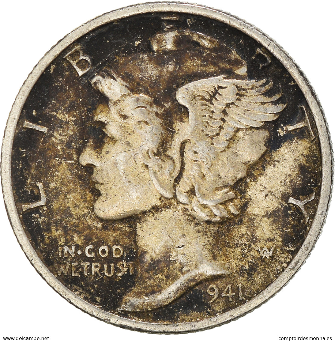 Monnaie, États-Unis, Mercury Dime, Dime, 1941, Philadelphie, TTB, Argent - 1916-1945: Mercury