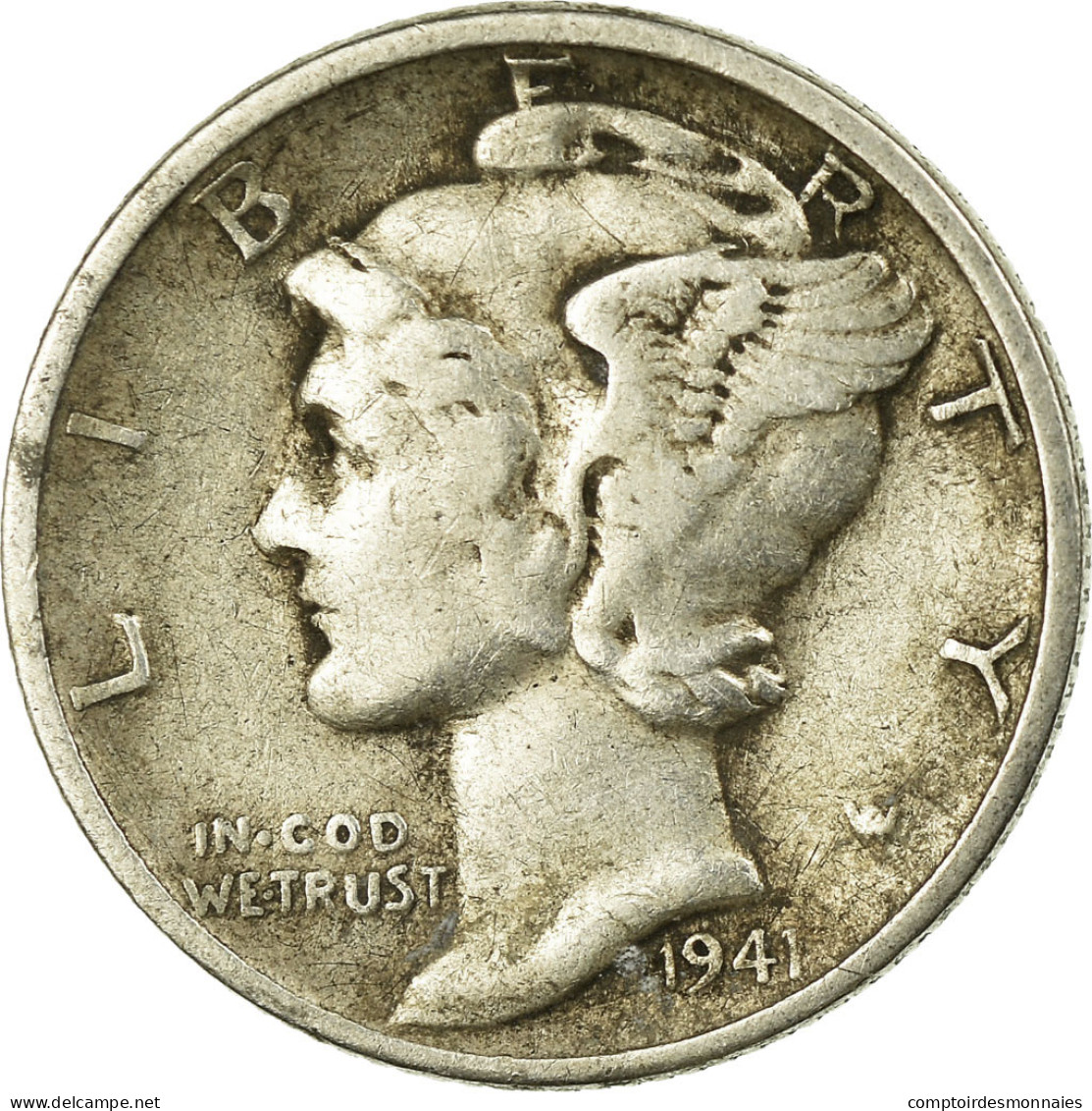 Monnaie, États-Unis, Mercury Dime, Dime, 1941, U.S. Mint, Philadelphie, TB+ - 1916-1945: Mercury