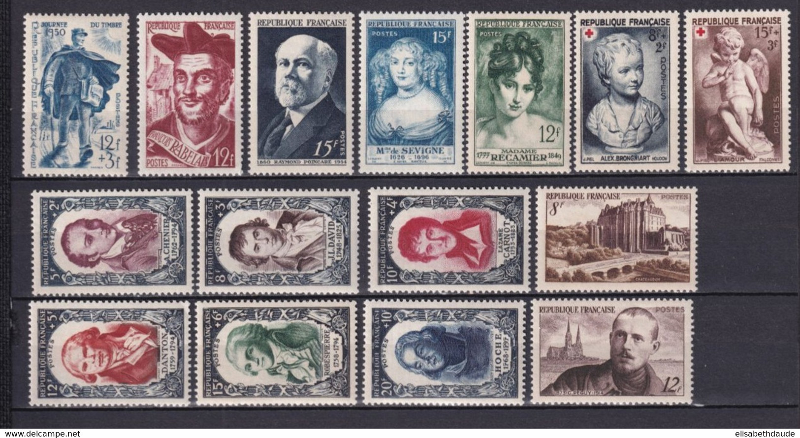 FRANCE - 1950 - ANNEE COMPLETE ** MNH - 15 TIMBRES - COTE = 110 EUR. - 1950-1959