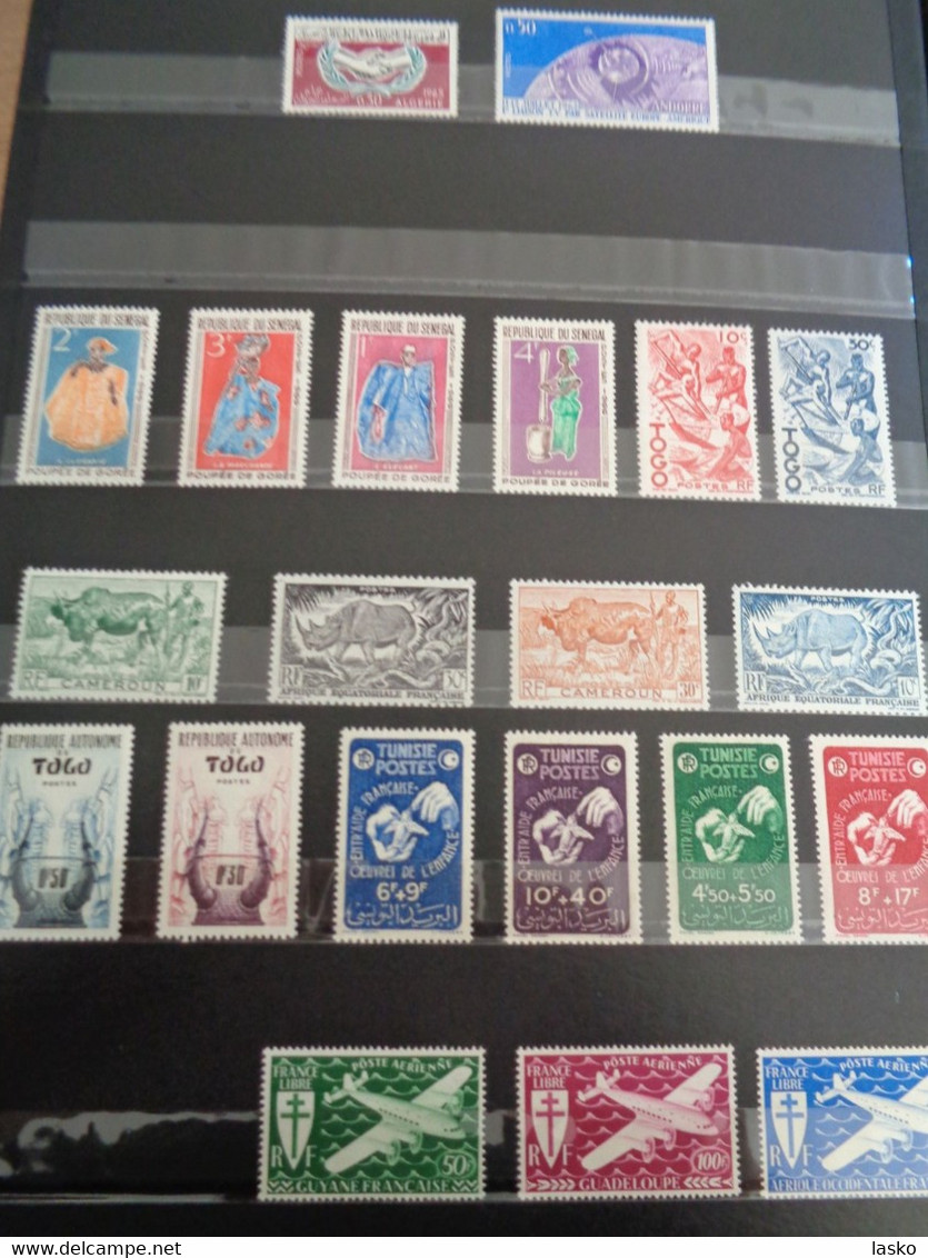 ALBUM TIMBRES FRANCE - VATICAN - PALESTINE - PAYS BAS - ALLEMAGNE - MONACO - TUNISIE - ALGERIE - oblitérés ou non