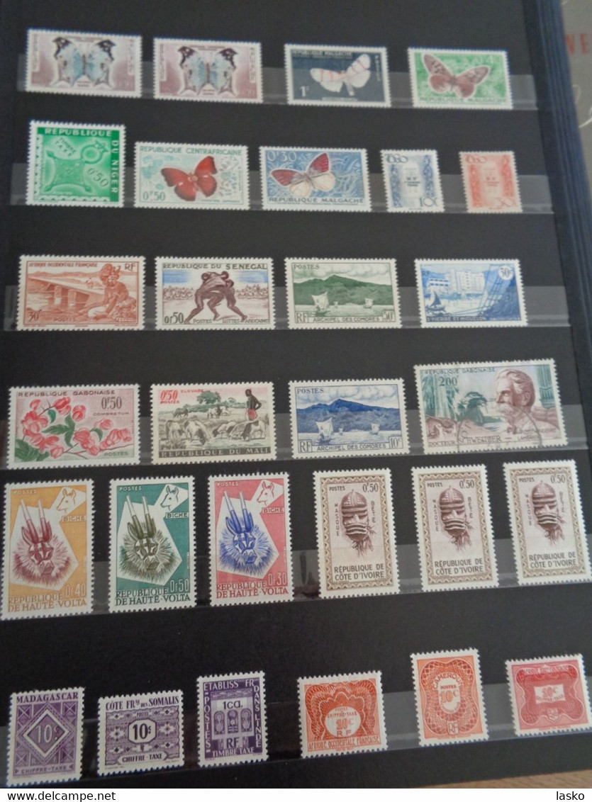 ALBUM TIMBRES FRANCE - VATICAN - PALESTINE - PAYS BAS - ALLEMAGNE - MONACO - TUNISIE - ALGERIE - oblitérés ou non