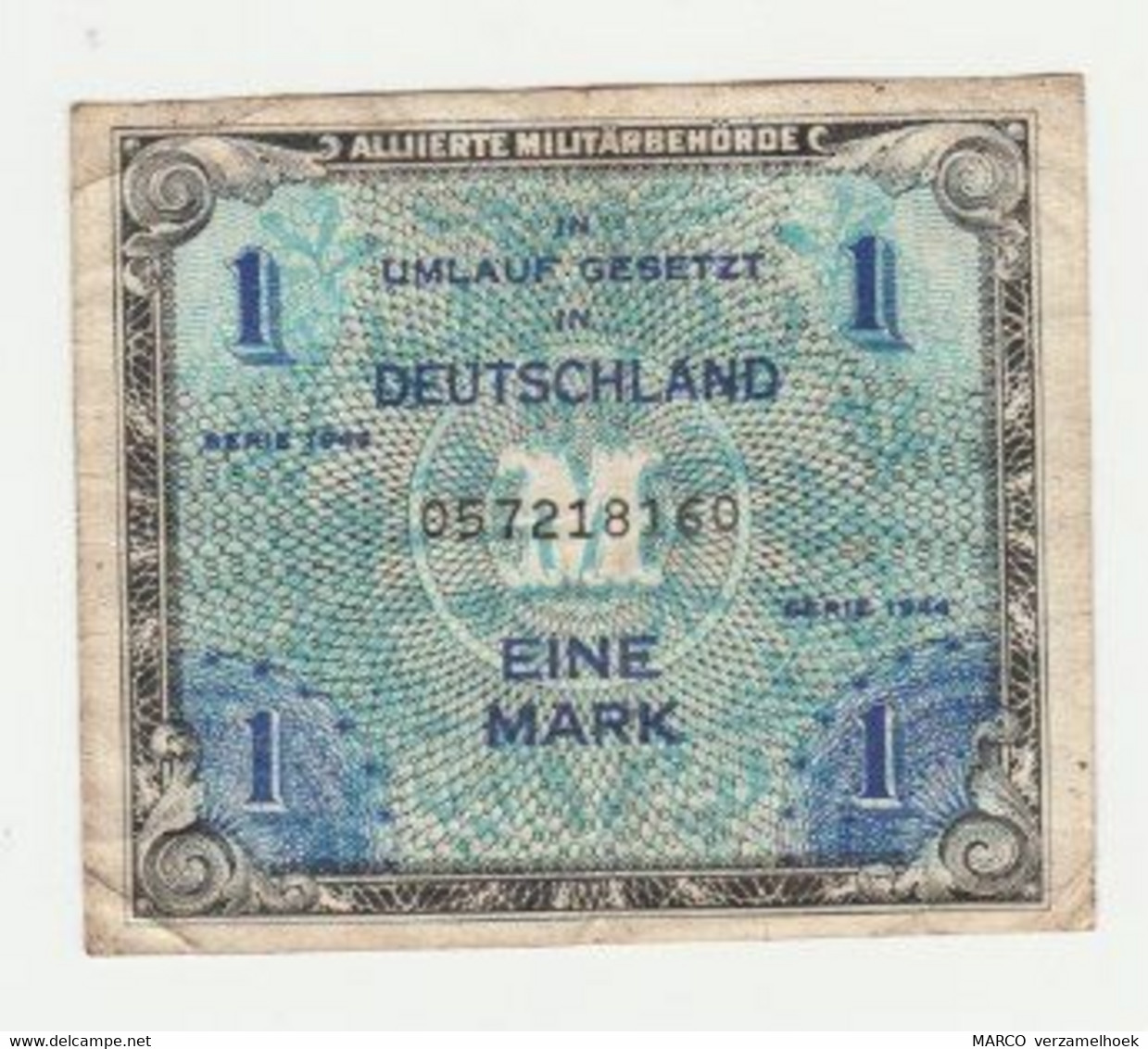 Used Notgeld-gutschein Banknote Allierte Militärbehörde 1 Mark 1944 - Behelfszahlungsmittel - Dt. Wehrmacht