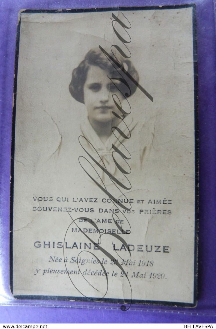 Bidprentje  Ghislaine LADEUZE Soignies 1918-1929 - Andachtsbilder