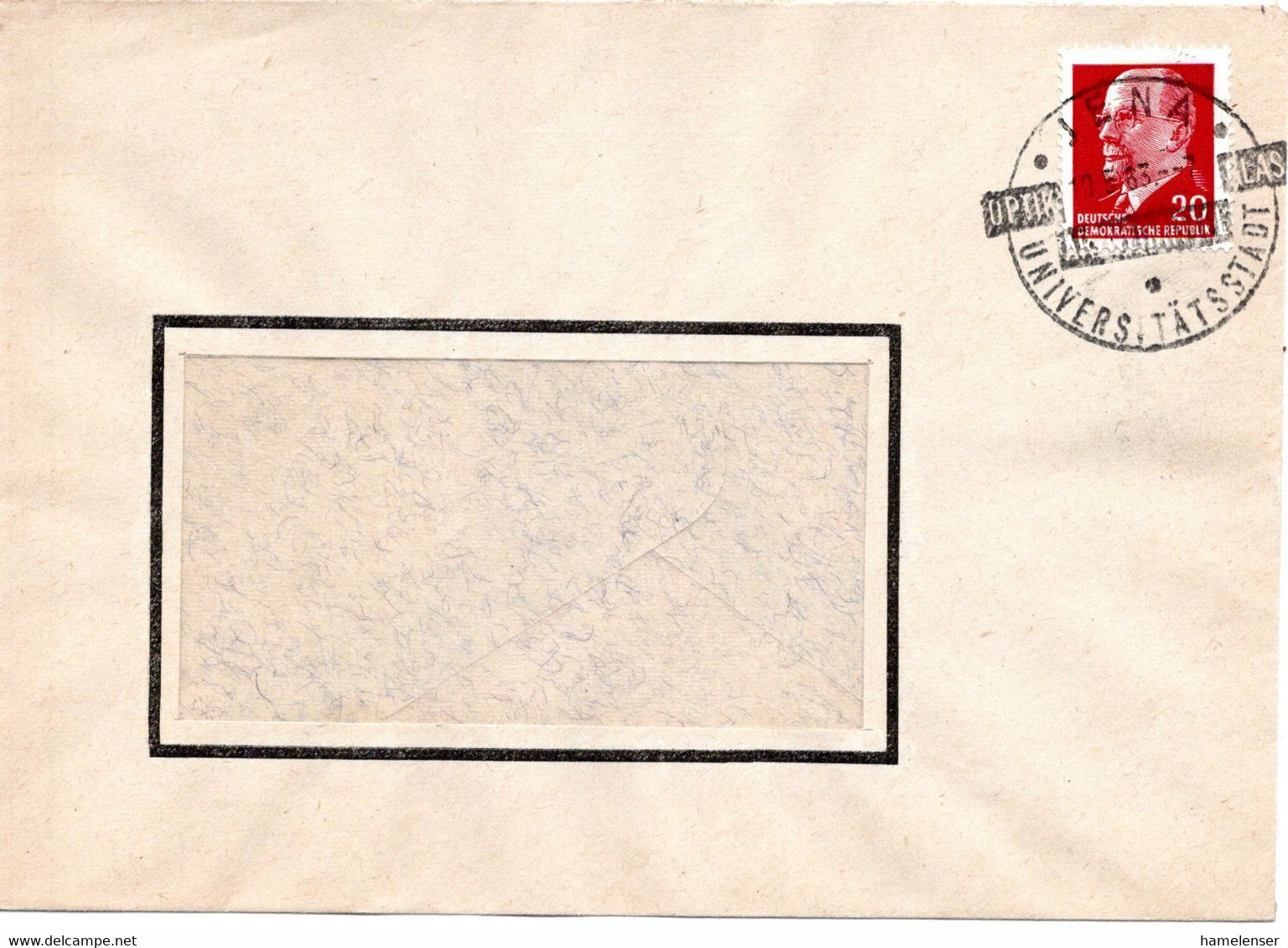 58008 - DDR - 1963 - 20Pfg Ulbricht EF A Fensterbf JENA - UNIVERSITAETSSTADT ... - Storia Postale