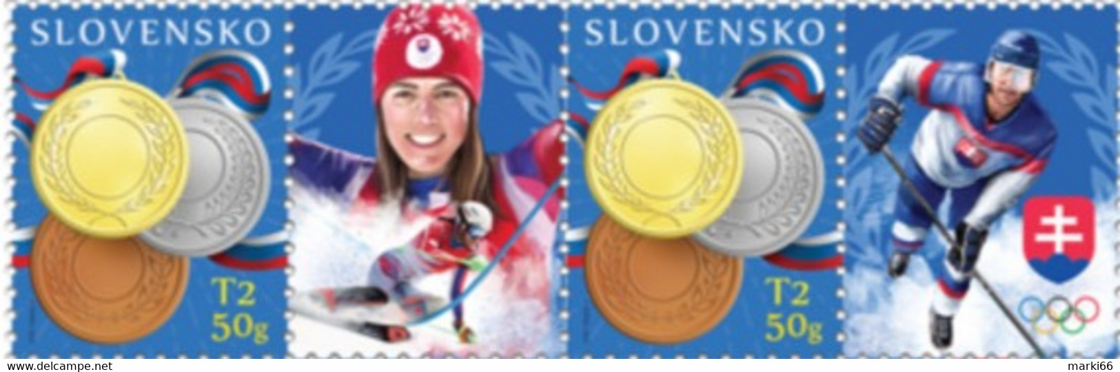 Slovakia - 2022 - Winter Olympic Games In Beijing - Slovak Medal Winners - Mint Personalized Stamp Set - Unused Stamps