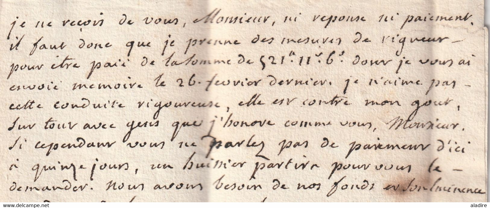 1768  - Marque Postale SENS - 12 x 4 mm - sur lettre pliée avec correspondance vers Melun, Seine et Marne