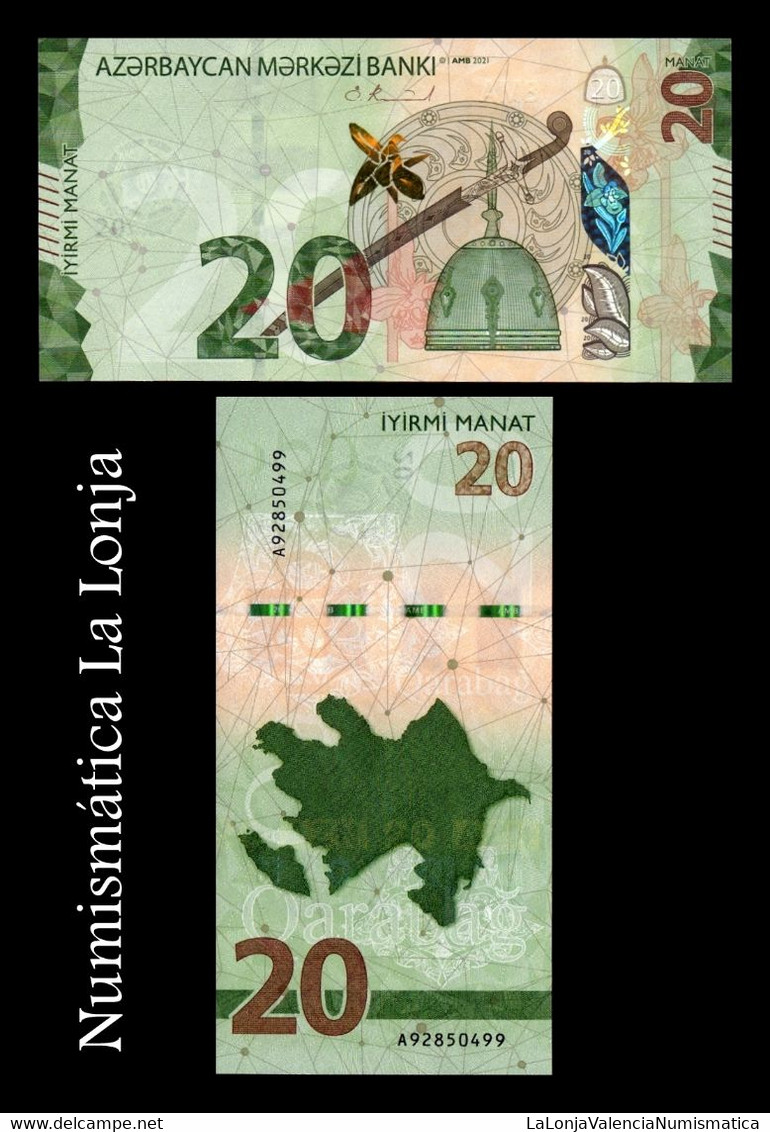 Azerbaiyan Azerbaijan 20 Manat 2021 Pick 41 SC UNC - Azerbaïjan