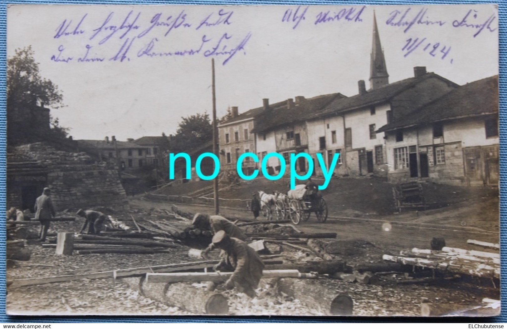 Cpa Photo Vue Soldats Allemands Travaux Village Binarville Argonne - Other & Unclassified
