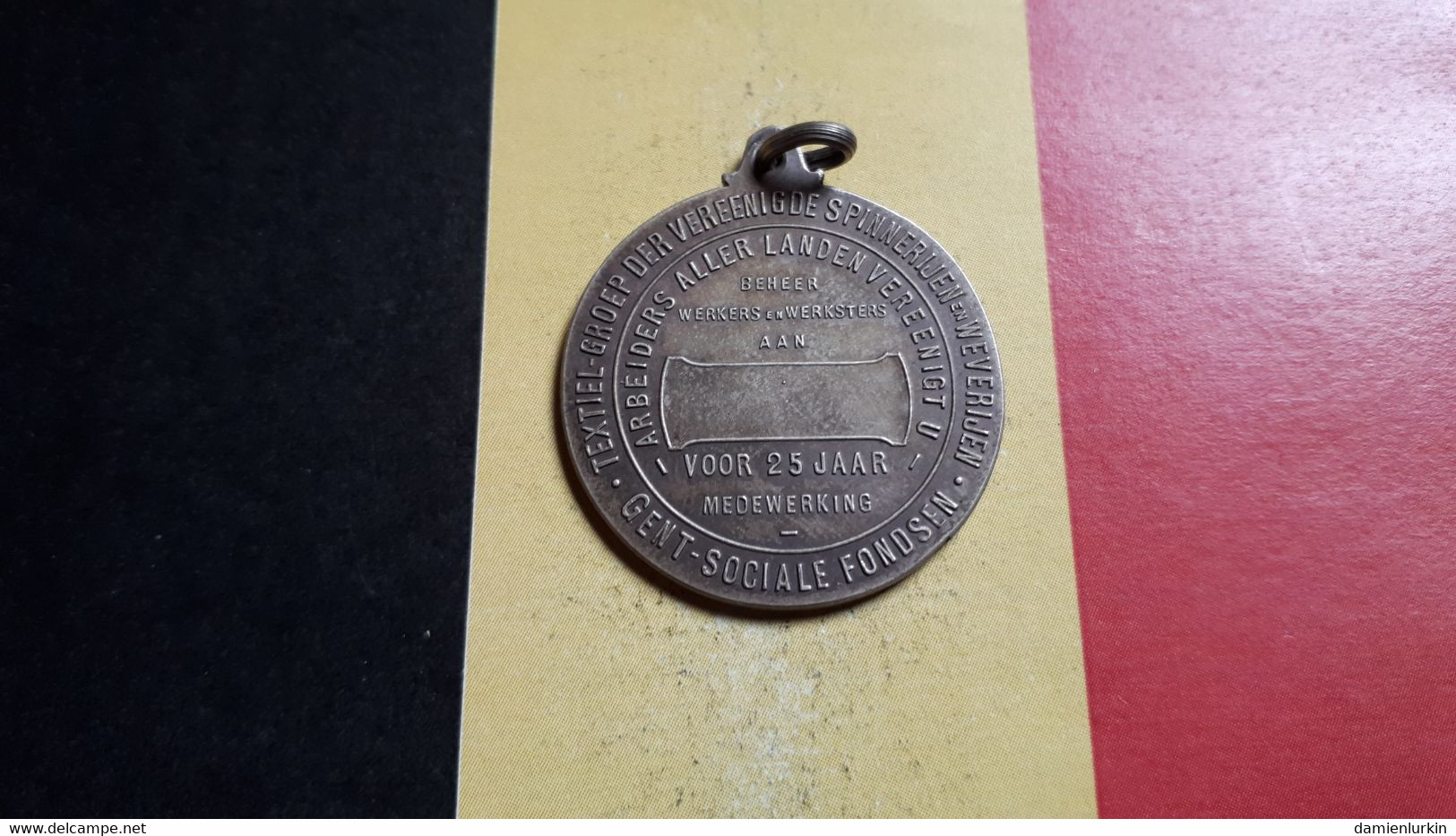 BELGIE ZEER MOOIE MEDAILLE GENT SOCIALE FONDSEN VOOR 25 JAAR MEDEWERKING 30MM 10.25GR - Professionnels / De Société