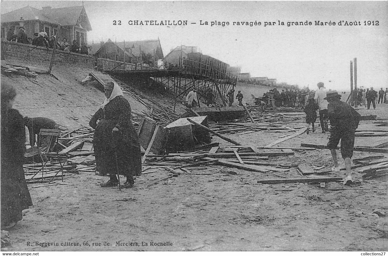 17-CHATELAILLON- LA PLAGE RAVAGEE PAR LA GRANDE MAREE D'AOÛT 1912 - Châtelaillon-Plage