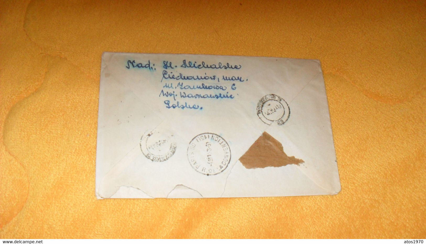 ENVELOPPE ANCIENNE DE 1959../ RECOMMANDE R N°1133 CIECHANOW 1-A POLOGNE POUR PARIS CACHETS + TIMBRES X4 POSTES AERIENNES - Aviones