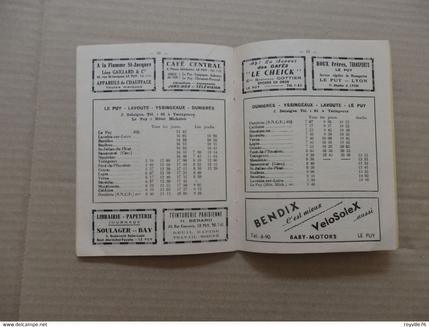 Horaires "Rail Et Route" En Haute-Loire Service Hiver 1957. 43 P. - Europe