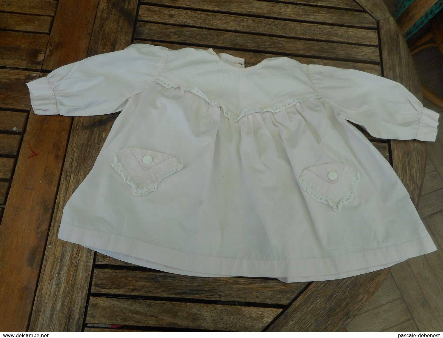 Ancienne Blouse Rose Pâle Faite Main 4 Ans - 1940-1970