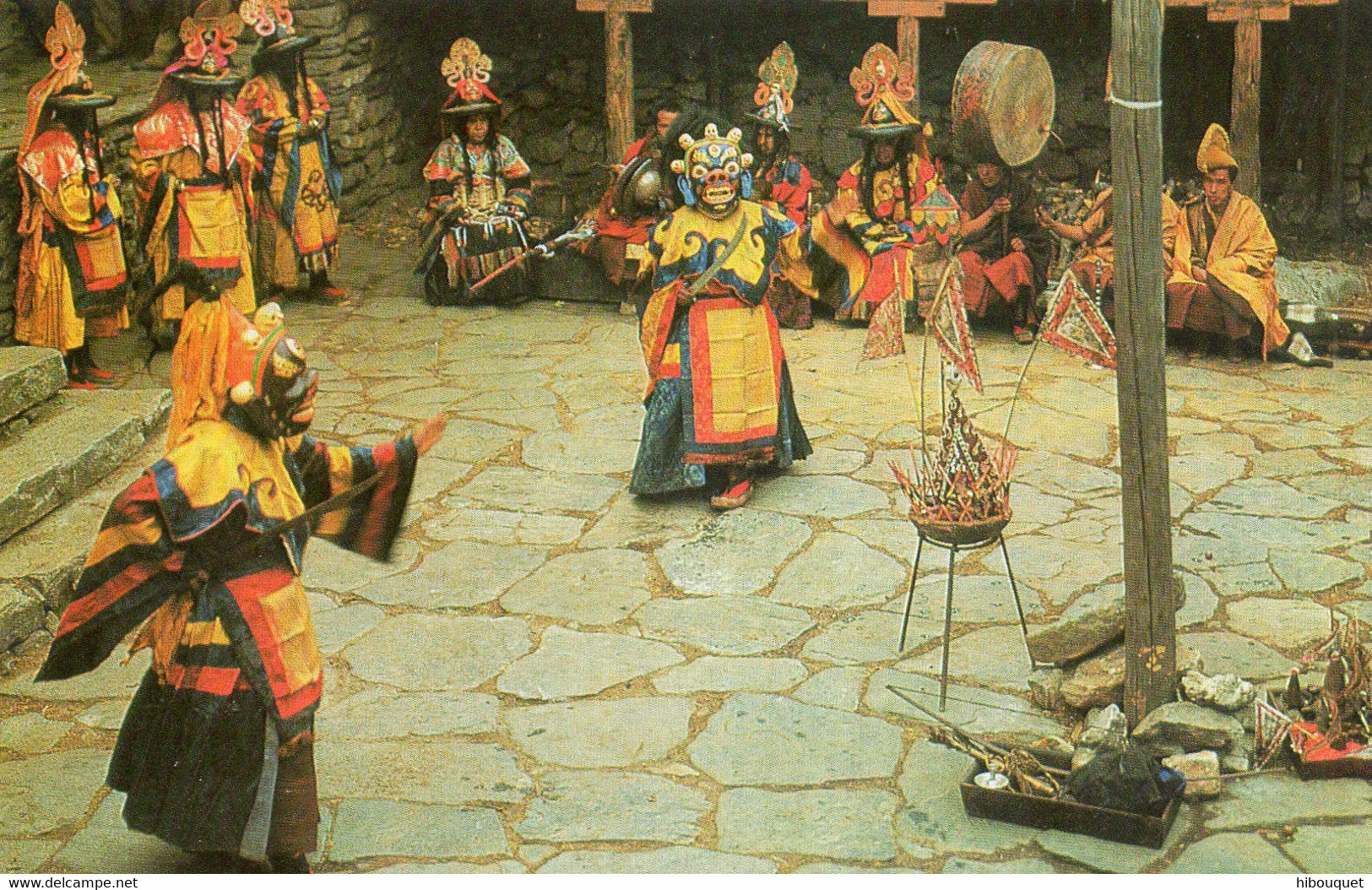 CPSM, Tibetan New Year's Dance, Tyyang Boche Temple, Animée, Joli Affranchissement Timbres Nepal - Tibet