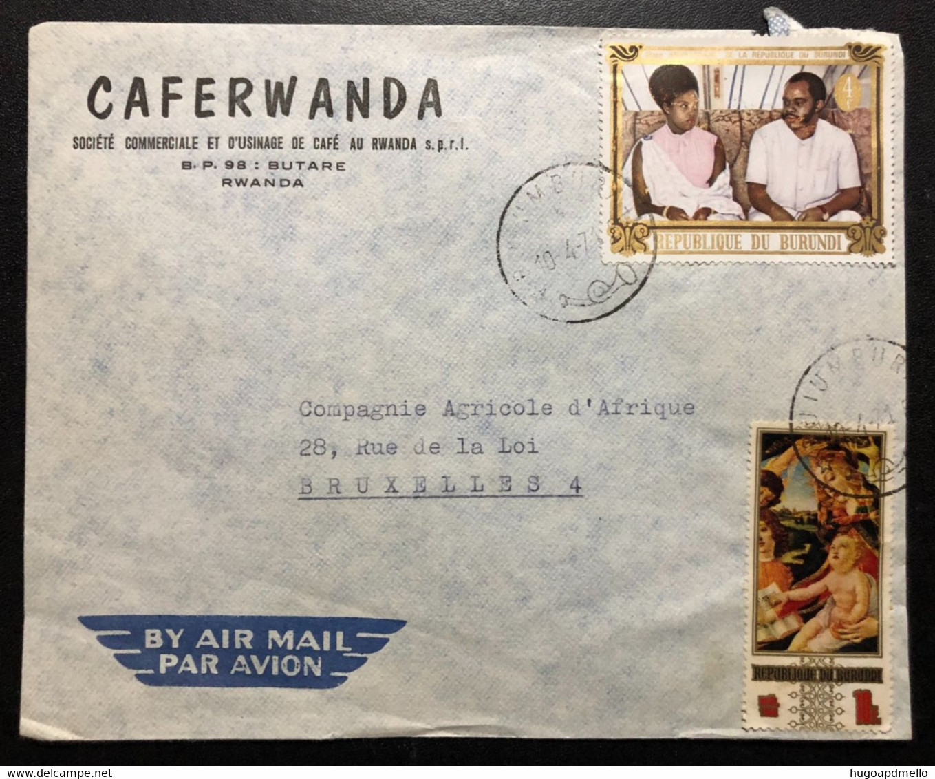 RWANDA, Commercial Circulated Cover « INDEPENDENCE », « CHRISTMAS », « Coffee », « Butare »,1971 - Usati