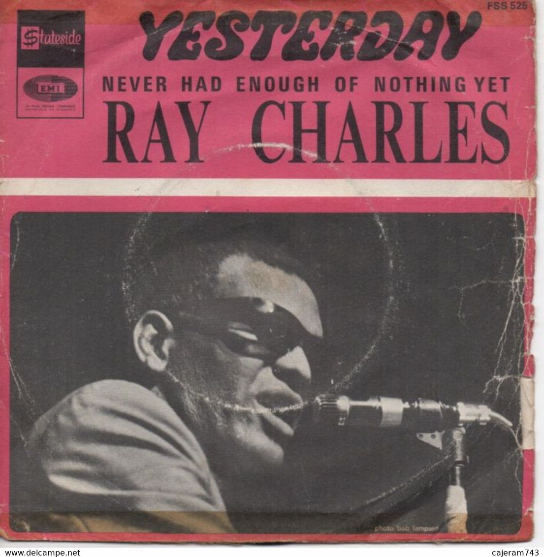 45T. RAY CHARLES. Yesterday (Les BEATLES - John Lennon / Paul McCartney) +1 - Blues