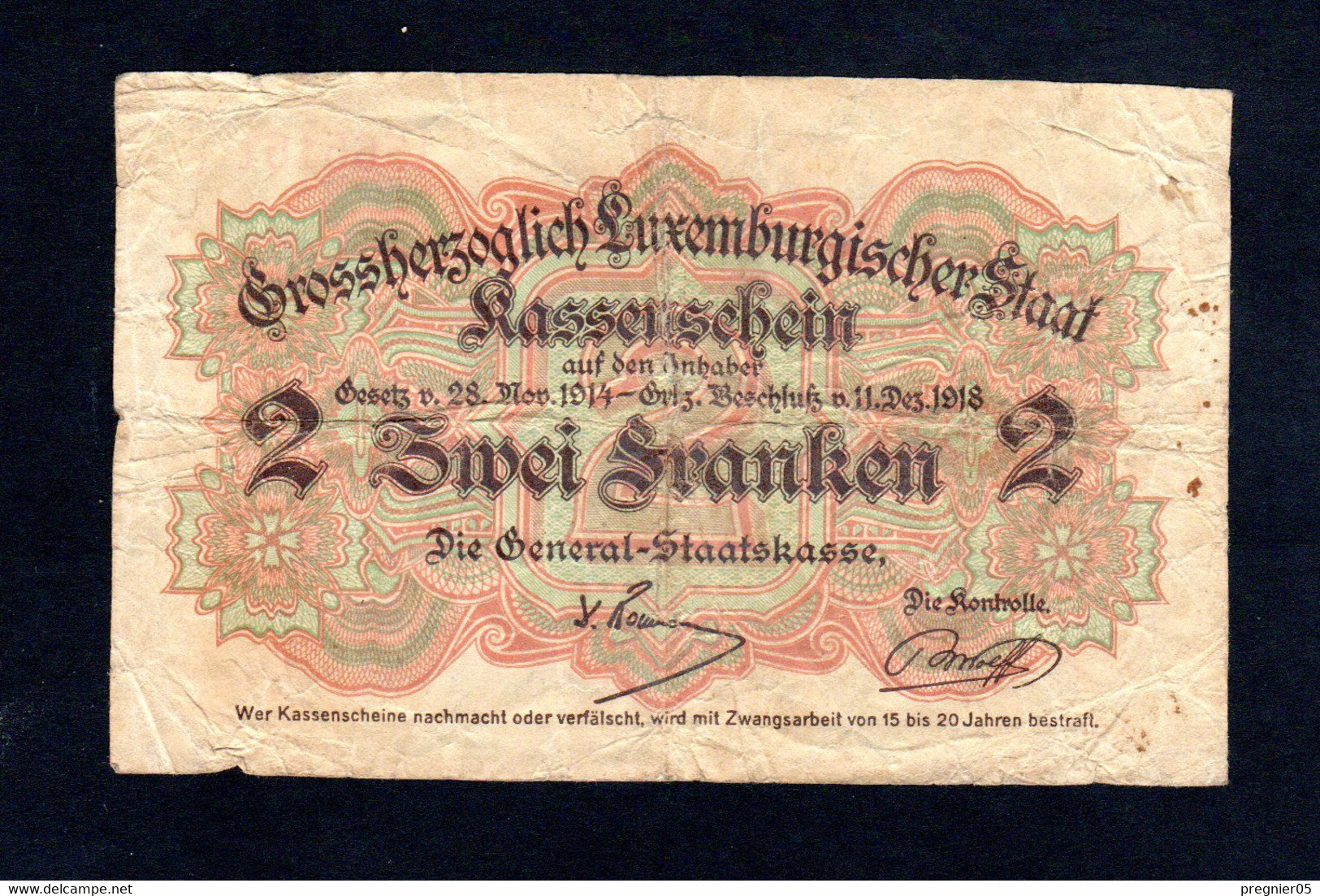 LUXEMBOURG " Baisse De Prix " Billet 2 Francs 1919 TB P.28-C9.A - Luxemburg