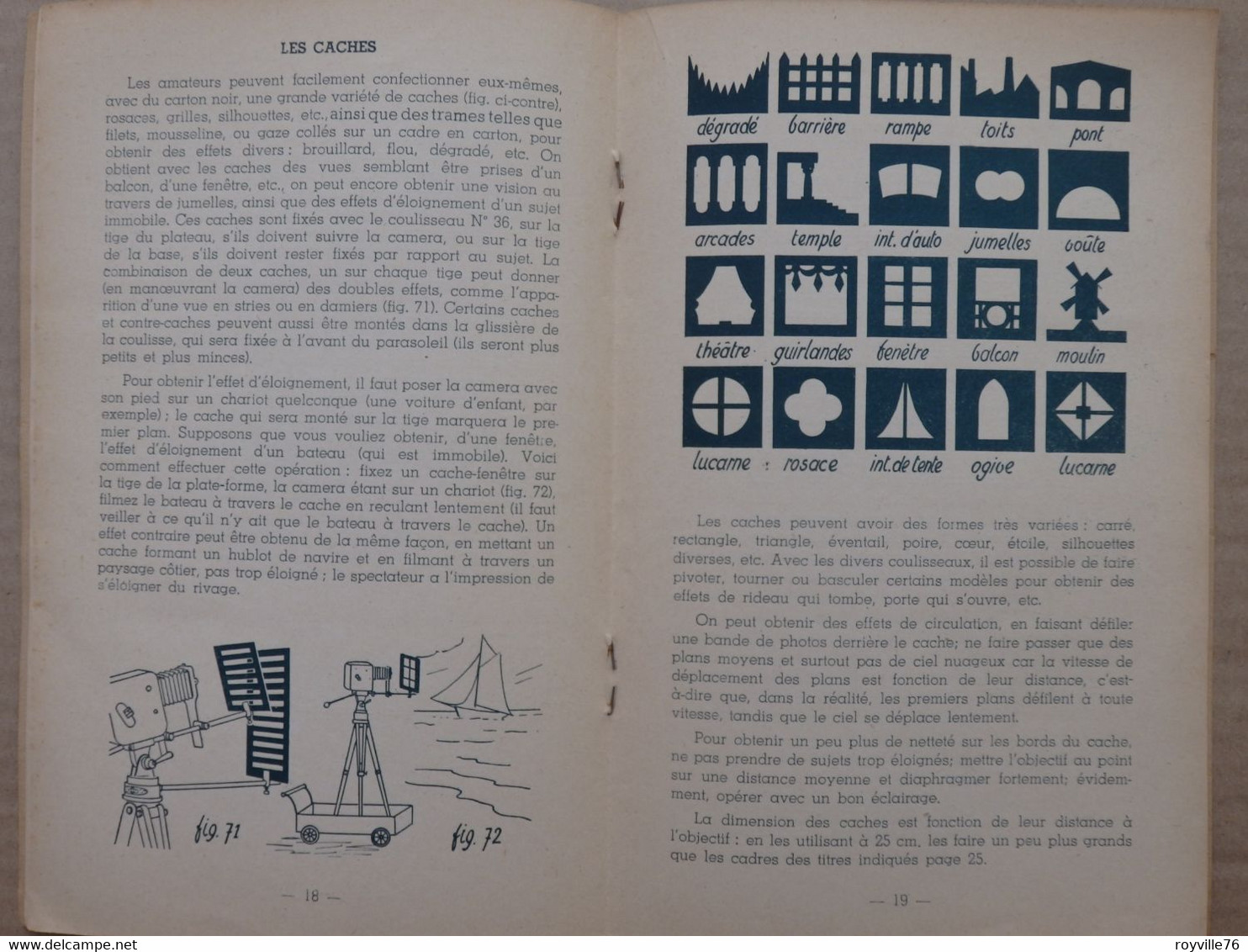 Livret de 36 p. 150 photos et gravures "le cinéma sur film étroit" Truquages et titres avec les accessoires Gaget 1948