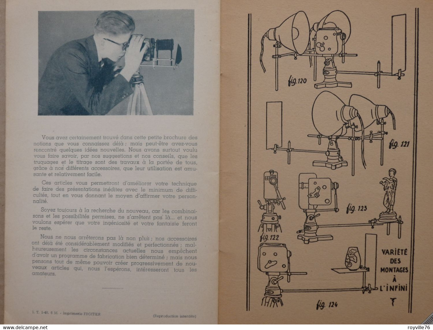 Livret de 36 p. 150 photos et gravures "le cinéma sur film étroit" Truquages et titres avec les accessoires Gaget 1948