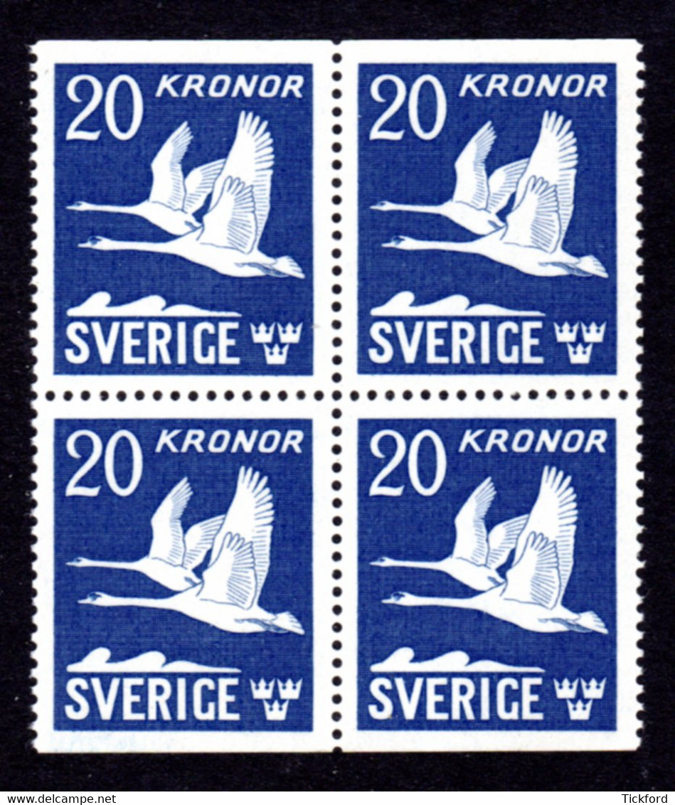 SUEDE 1953 - Yvert PA 2 Paires 7b- NEUFS ** /  MNH - Facit 337 BB- Série Courante, Vol De Cygnes En Bloc De 4 - Ongebruikt