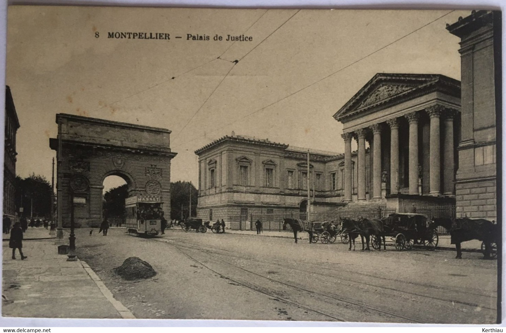 Montpellier - Le Palais De Justice. 3 CPA : Deux Animées (charette à Bois, Calèche, Tram) Et Une Précurseur - Montpellier